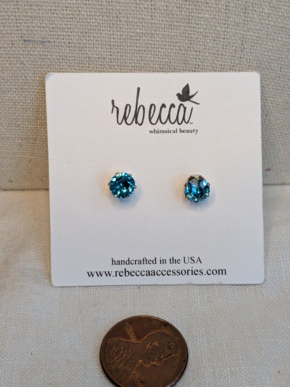 Rebecca Whimsical Beauty Blue Crystal Stud Earrings